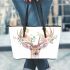 Watercolor deer with a floral crown leather totee bag