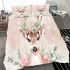 Watercolor deer with a floral crown bedding set