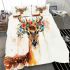 Watercolor deer with colorful flower crown bedding set