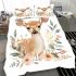 Watercolor deer with flowers bedding set