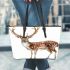 Watercolor deer with large antlers leather totee bag