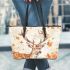 Watercolor deer with large antlers leather totee bag