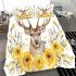 Watercolor deer with yellow roses bedding set
