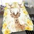 Watercolor deer with yellow roses bedding set