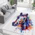 Watercolor horse colorful splashes area rugs carpet