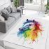 Watercolor horse in rainbow colors area rugs carpet