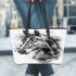 Watercolor illustration of an elegant horse portrait leather tote bag