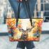 Watercolor illustration of the majestic deer leather totee bag