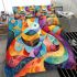 Watercolor painting with colorful patterns and shapes bedding set