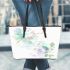 Watercolor pastel colorful light green leather tote bag