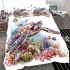 Watercolor sea turtle with coral reef and fish bedding set