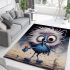 Whimsical bird on foggy beach area rugs carpet