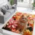 Whimsical cat in the blossom garden area rugs carpet
