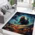 Whimsical cat in the clouds area rugs carpet
