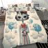 Whimsical cat on cloud with balloons bedding set