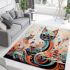 Whimsical cat on colorful ship painting area rugs carpet