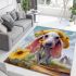 Whimsical dog in the meadow area rugs carpet