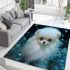 Whimsical dog surrounded by colorful bubbles area rugs carpet