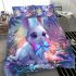 White bunny with blue eyes bedding set