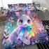 White bunny with blue eyes bedding set