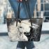 White horse acrylic painting leather tote bag