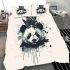 White panda head with kitten on top bedding set