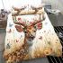 White tailed deer with large antlers and flowers on its head bedding set