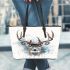 Whitetailed buck watercolor painting leather totee bag