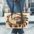 Wild trukey with dream catcher leather tote bag