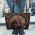 Wild turkey with dream catcher leather tote bag