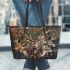 Wilds animals with dream catcher leather tote bag