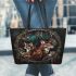 Wilds animals with dream catcher leather tote bag