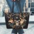 Wilds animals with dream catcher leather tote bag