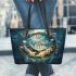 Wilds flying animals with dream catcher leather tote bag