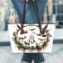 Wilds flying animals with dream catcher leather tote bag