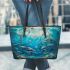 Wilds ocean animals with dream catcher leather tote bag