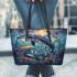 Wilds ocean animals with dream catcher leather tote bag