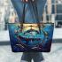 Wilds ocean animalswith dream catcher leather tote bag