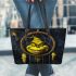 Yellow grinchy smile and dream catcher leather tote bag