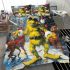 Yellow grinchy with black sunglass and dancing santaclaus bedding set