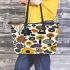 Pattern of flowers and mushroom in the style of maru aronson Leather Tote Bag, Totes, Crossbody, Purse: Bag Gift Idea for Girlfriend, Sitter, Birthday, Women ,Daughter, Mama, Ladies