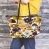 Pattern of flowers and mushroom in the style of maru aronson Leather Tote Bag, Totes, Crossbody, Purse: Bag Gift Idea for Girlfriend, Sitter, Birthday, Women ,Daughter, Mama, Ladies