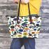 Pattern of flowers dogs cats mushrooms Leather Tote Bag, Totes, Crossbody, Purse: Bag Gift Idea for Girlfriend, Sitter, Birthday, Women ,Daughter, Mama, Ladies