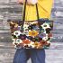 Flowers in the style of maru aronson Leather Tote Bag, Totes, Crossbody, Purse: Bag Gift Idea for Girlfriend, Sitter, Birthday, Women ,Daughter, Mama, Ladies