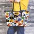 Flowers in the style of maru aronson Leather Tote Bag, Totes, Crossbody, Purse: Bag Gift Idea for Girlfriend, Sitter, Birthday, Women ,Daughter, Mama, Ladies