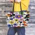 Flowers in the style of maru aronson different colors Leather Tote Bag, Totes, Crossbody, Purse: Bag Gift Idea for Girlfriend, Sitter, Birthday, Women ,Daughter, Mama, Ladies