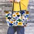 Flowers in the style of maru aronson different colors Leather Tote Bag, Totes, Crossbody, Purse: Bag Gift Idea for Girlfriend, Sitter, Birthday, Women ,Daughter, Mama, Ladies