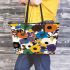 Flowers in the style of maru aronson different colors Leather Tote Bag, Totes, Crossbody, Purse: Bag Gift Idea for Girlfriend, Sitter, Birthday, Women ,Daughter, Mama, Ladies