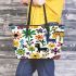 Flowers wild animals in the style of maru aronson Leather Tote Bag, Totes, Crossbody, Purse: Bag Gift Idea for Girlfriend, Sitter, Birthday, Women ,Daughter, Mama, Ladies