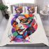 Abstract a woman's face with abstract shapes and lines bedding set